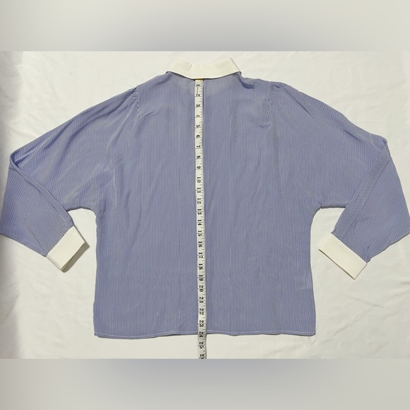 Silk Striped Shirt with Contrasted Collar and Cuffs - Picture 10 of 12